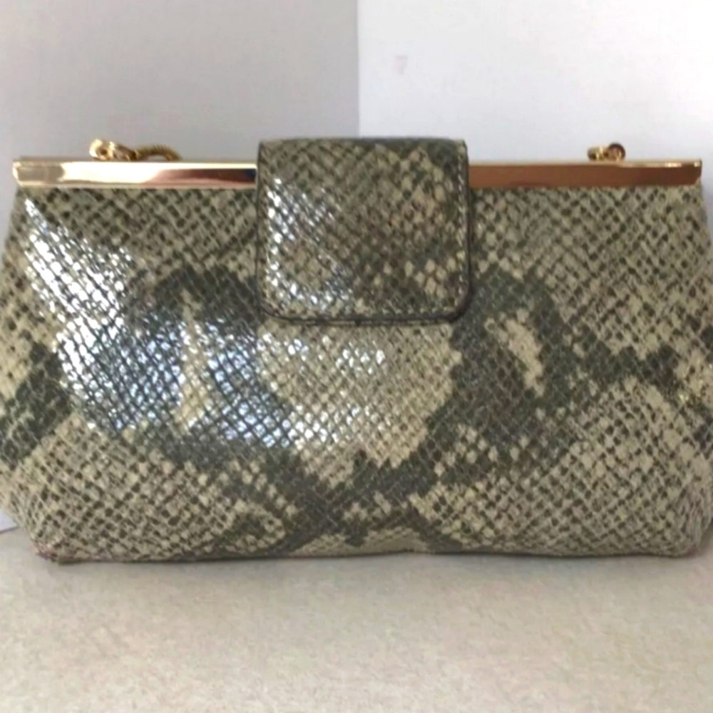 BANANA REPUBLIC Faux Snake Skin‎ Gray Leather Shoulder Bag
